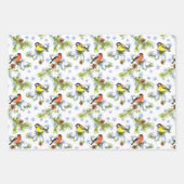 Vogels en Bunnies personaliseren Kerstmis 3 Inpakpapier Vel (Voorkant 2)