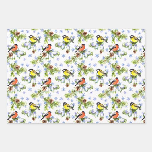 Vogels en Bunnies personaliseren Kerstmis 3 Inpakpapier Vel (Voorkant 2)