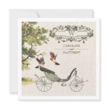  vogels en carriage Burlap texture Wedding