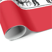 VOGELS EN CHRISTMAS TREE Black White Red Pareltjes Cadeaupapier (Rol Hoek)