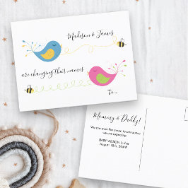 Vogels en de Bijen Namen veranderen Zwangerschap Aankondigingskaart