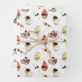 Vogels en desserts waterverf bruidsdouche inpakpapier vel (In situ)