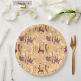 Vogels en eenhoorns op lentemaand papieren bordje