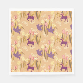 Vogels en eenhoorns op lentemaand servet