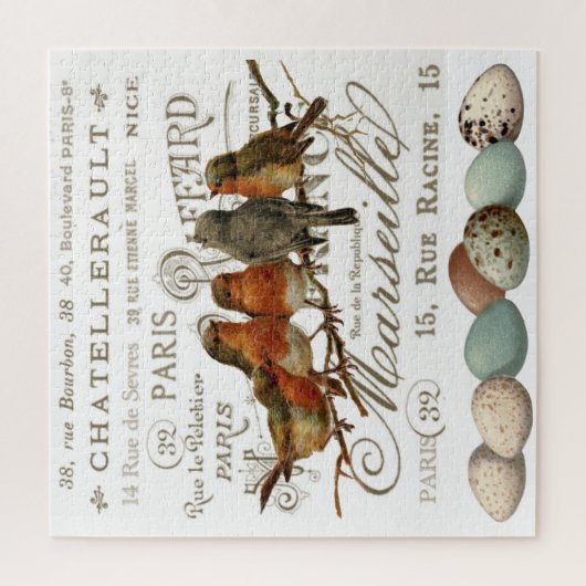Vogels en eieren  Franse namen Puzzle Legpuzzel (Verticaal)
