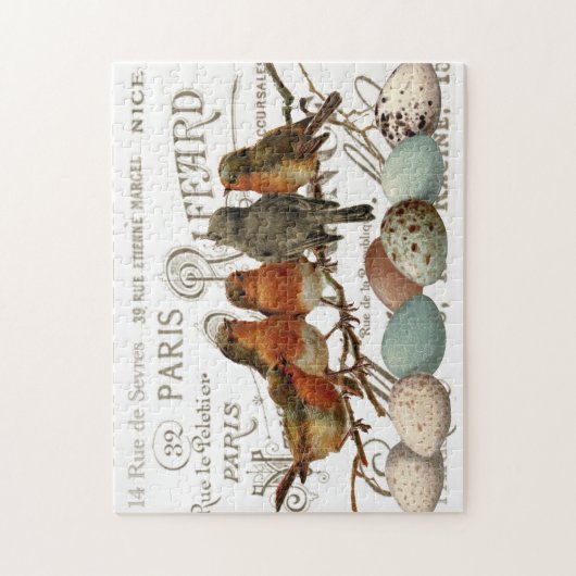 Vogels en eieren  Franse namen Puzzle Legpuzzel (Verticaal)