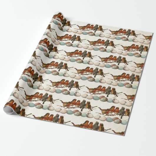 Vogels en eieren Robin  Parchment Decoupage Cadeaupapier (Uitgerold)