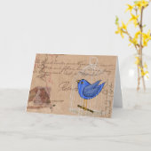 Vogels en Ephemera, Verjaardag Kaart (Gele Bloem)