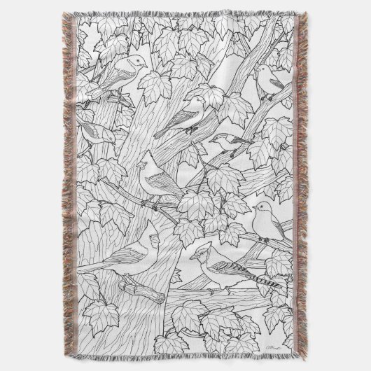 Vogels en esdoorn U-verf of kleurstof Deken (Voorkant Verticaal)