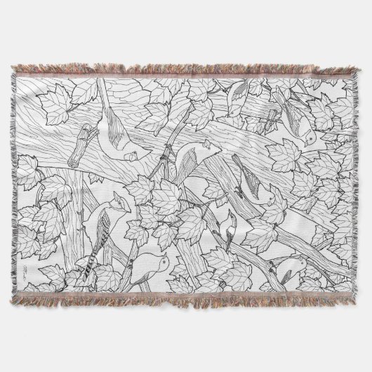 Vogels en esdoorn U-verf of kleurstof Deken (Voorkant)