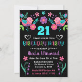 Vogels en Floral Mexican Fiesta Birthday Party Kaart (Voorkant)