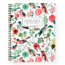 Vogels en florale meerkleurige all-overdruk