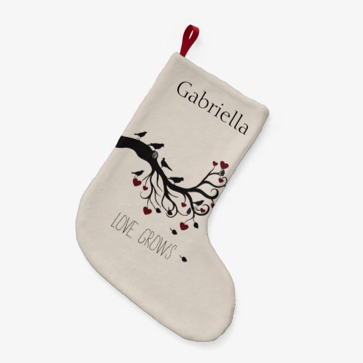 Vogels en hartenbomen kleine kerstsok (Voorkant (Hangend))