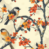 Vogels en Herfst Bloemen Tafelkleed Natuur-Geïnspi