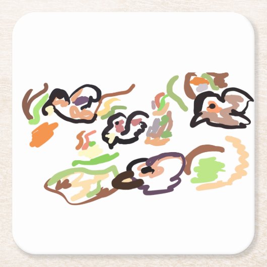 Vogels en herfst kartonnen onderzetters (Voorkant)