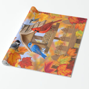 Vogels en herfstkleuren cadeaupapier