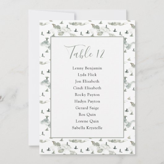 Vogels en heuveltafel Aantal zitplaatsen Kaart (Voorkant)