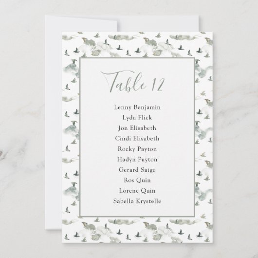 Vogels en heuveltafel Aantal zitplaatsen Kaart (Achterkant)