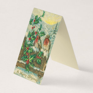 Vogels en Holly Berries — kerstkaart Kaart