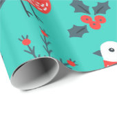Vogels en Holly Berry kerstpatroon Cadeaupapier (Rol Hoek)