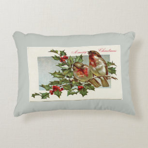  vogels en Holly Grey Kerstmis Accent Kussen