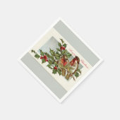 vogels en Holly Grey Kerstmis Servetten (Hoek)