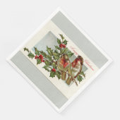  vogels en Holly Grey Kerstmis Servetten (Hoek)