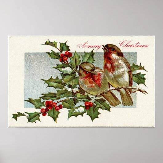  vogels en Holly Poster (Voorkant)