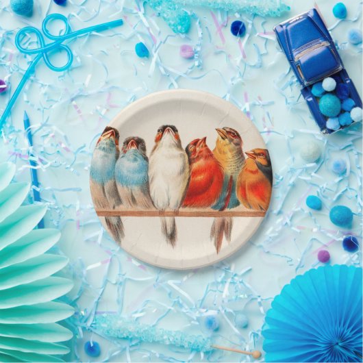 Vogels  en kalm papieren bordje (Feest)