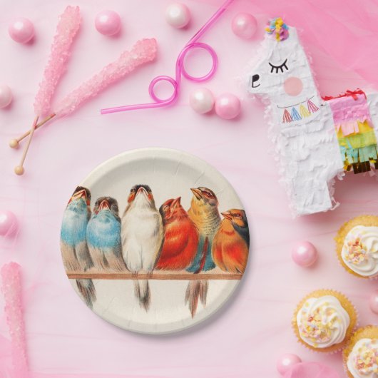 Vogels  en kalm papieren bordje (Feest)
