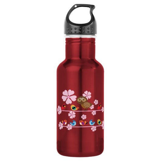 vogels en kersenbloemen waterfles (Voorkant)