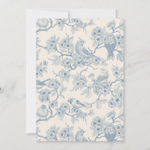 Vogels en kersenbloesem in blauw en wit