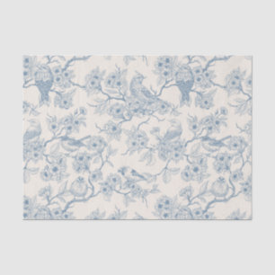 Vogels en kersenbloesem in blauw en wit tissuepapier
