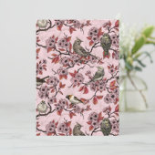 Vogels en kersenbloesem op roze rood (Staand voorkant)