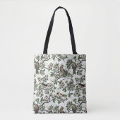 Vogels en kersenbloesem op wit tote bag (Voorkant)