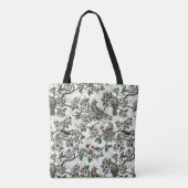 Vogels en kersenbloesem op wit tote bag (Achterkant)