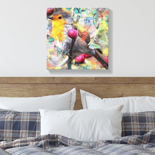 Vogels en kersenbloesems canvas afdruk (Insitu (Slaapkamer))