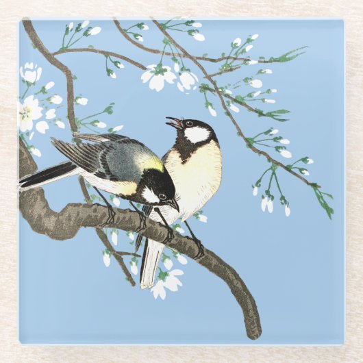 Vogels en kersenbloesems Ohara Koson Glazen Onderzetter (Voorkant)