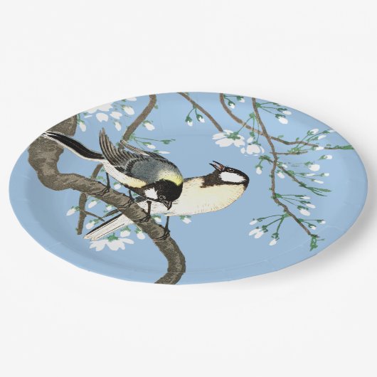 Vogels en kersenbloesems Ohara Koson Papieren Bordje (Gekanteld)
