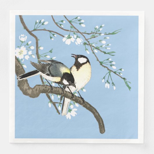 Vogels en kersenbloesems Ohara Koson Servet (Voorkant)