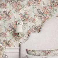 Vogels en Kersenbloesems op Beige