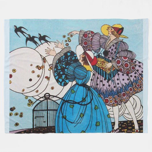 VOGELS EN KLADIGEN, KARTDECENBEAUTY-MODE FLEECE DEKEN (Voorkant (Horizontaal))