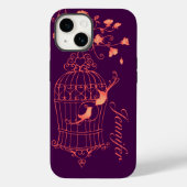Vogels en kooien, oranje en paars Case-Mate iPhone case (Achterkant)