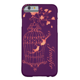 Vogels en kooien oranje en paarse naam iPhone case