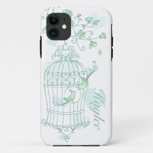 Vogels en kooienhak groene naam iphone case (Achterkant)