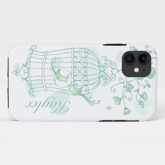 Vogels en kooienhak groene naam iphone case (Achterkant (horizontaal))