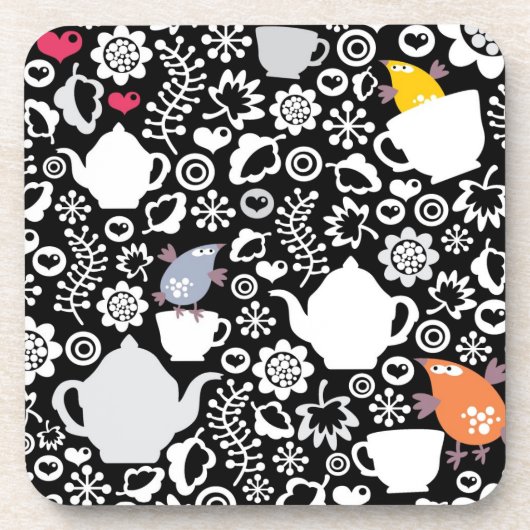 Vogels en kopjes bier onderzetter (Voorkant)