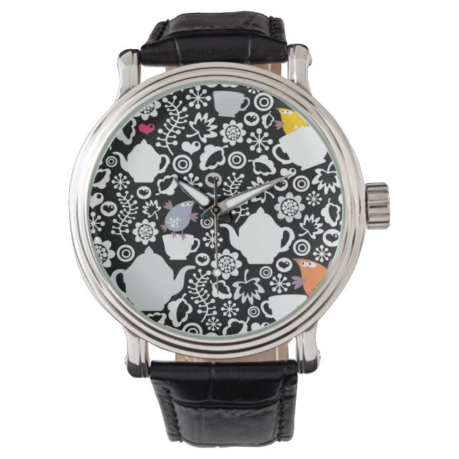 Vogels en kopjes horloge (Voorkant)
