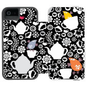 Vogels en kopjes incipio iPhone portemonnee hoesje (Agenda Open)