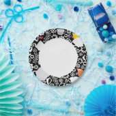 Vogels en kopjes papieren bordje (Feest)